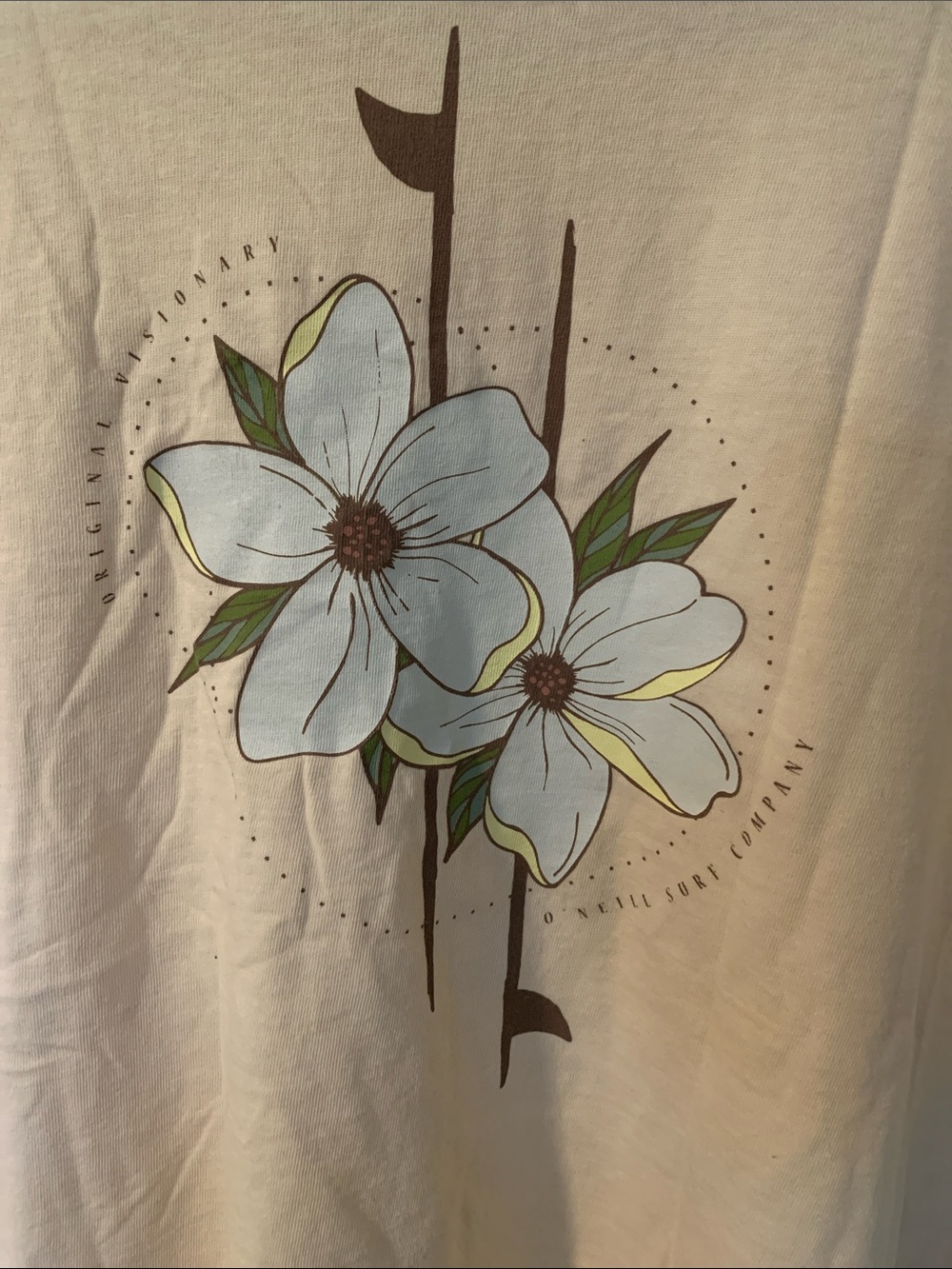 O'Neill Cream Floral Chest/Back Graphic Short Sleeve Tee - Picture 4 of 6